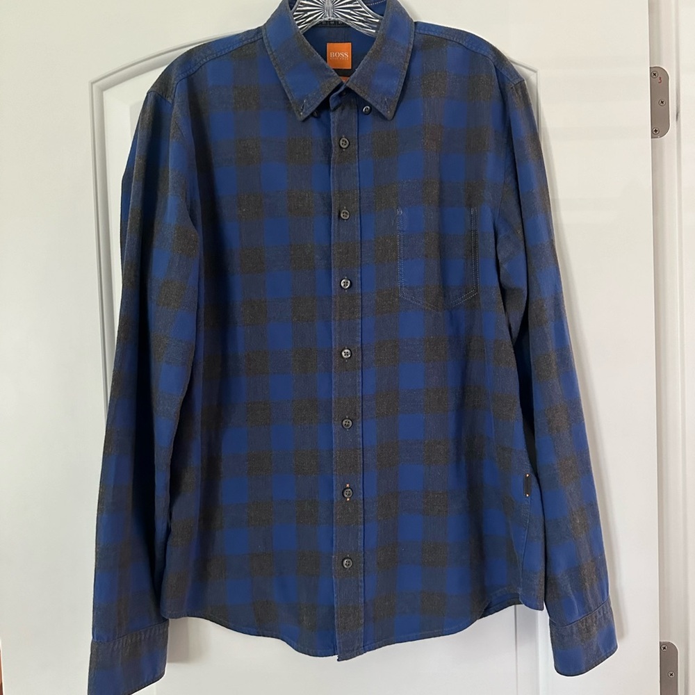Men’s Hugo Boss Slim Fit Blue & Gray Button Down
